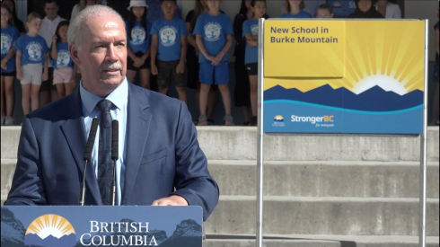 Premier John Horgan announces funding for second school on Burke Mountain